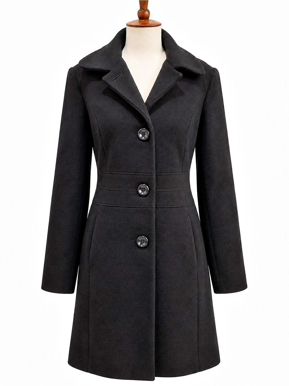 Anne Klein AK Black Wool Blend Coat Women’s Winter Jacket M